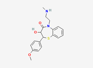 Two-dimensional chemical structure of Diltiazem EP Impurity G /Diltiazem Related Compound G / O-Desacetyl-N-desmethyl Diltiazem, CAS 81353-09-5