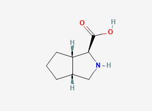 Two-dimensional chemical structure of (1S,3aR,6aS)-Octahydrocyclopenta(c)pyrrole-1-carboxylic acid