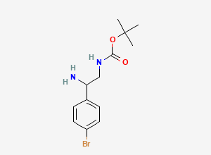 Two-dimensional chemical structure of 1,1-Dimethylethyl N-(2-amino-2-(4-bromophenyl)ethyl)carbamate