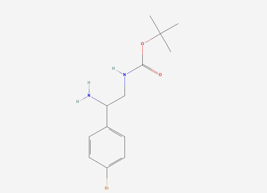 Two-dimensional chemical structure of 1,1-Dimethylethyl N-(2-amino-2-(4-bromophenyl)ethyl)carbamate