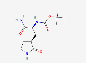 Two-dimensional chemical structure of 1,1-Dimethylethyl N-((1S)-2-amino-2-oxo-1-(((3S)-2-oxo-3-pyrrolidinyl)methyl)ethyl)carbamate