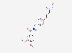 Two-dimensional chemical structure of 3,4-Dimethoxy-N-(4-(2-(methyl(nitroso)amino)ethoxy)benzyl)benzamide, CAS 2763751-66-0