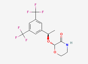 Two-dimensional chemical structure of Desfluoro Aprepitant, CAS 2410426-96-7