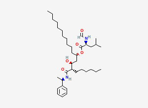 Two-dimensional chemical structure of N-Formyl-L-leucine(1S)-1-[(2S,3S)-2-hydroxy-3-[(R)-1-phenylethylcarbomoyl)]nonyl]dodecyl Ester(Orlistat Impurity)
