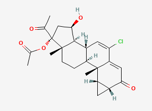 Two-dimensional chemical structure of 15-beta-Hydroxy Cyproterone Acetate, CAS 65423-26-9