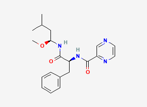 Two-dimensional chemical structure of N-((S)-1-(((S)-1-Methoxy-3-methylbutyl)amino)-1-oxo-3-phenylpropan-2-yl)pyrazine-2-carboxamide