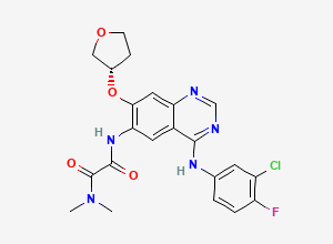Two-dimensional chemical structure of (S)-N1-(4-((3-Chloro-4-fluorophenyl)amino)-7-((tetrahydrofuran-3-YL)oxy)quinazolin-6-YL)-N2,N2-dimethyloxalamide