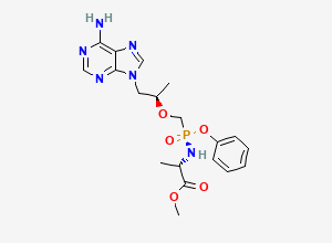 Two-dimensional chemical structure of Methyl ((R)-((((R)-1-(6-amino-9H-purin-9-yl)propan-2-yl)oxy)methyl)(phenoxy)phosphoryl)-L-alaninate