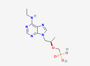 Two-dimensional chemical structure of (R)-(((1-(6-(Ethylamino)-9H-purin-9-yl)propan-2-yl)oxy)methyl)phosphonic acid