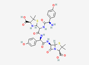 Two-dimensional chemical structure of Amoxicillin Related Compound J/ Amoxicillin Trihydrate EP Impurity J/ Amoxicillin Sodium EP Impurity J/ Amoxicillin Open Ring Dimer (Free Base), CAS 2088960-43-2