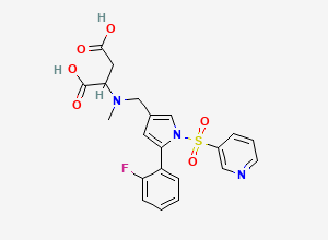 Two-dimensional chemical structure of 2-(((5-(2-fluorophenyl)-1-(pyridin-3-ylsulfonyl)-1H-pyrrol-3-yl)methyl)(methyl)amino)succinic acid, CAS 2170020-79-6