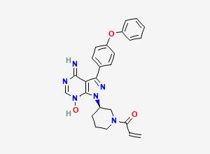 Two-dimensional chemical structure of (R)-1-(1-Acryloylpiperidin-3-yl)-4-amino-3-(4-phenoxyphenyl)-1H-pyrazolo[3,4-d]pyrimidine 7-oxide