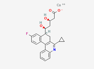 Two-dimensional chemical structure of Monocalcium mono((3R,5S)-5-((S)-6-cyclopropyl-10-fluoro-7,8-dihydrobenzo[k]phenanthridin-8-yl)-3,5-dihydroxypentanoate)