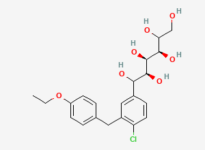 Two-dimensional chemical structure of (2S,3R,4R)-1-(4-Chloro-3-(4-ethoxybenzyl)phenyl)hexane-1,2,3,4,5,6-hexaol