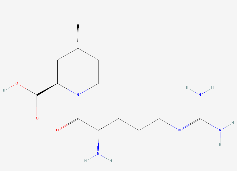 Two-dimensional chemical structure of (2R,4R)-1-(L-Arginyl)-4-methylpiperidine-2-carboxylic acid