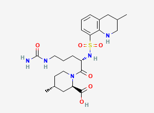 Two-dimensional chemical structure of (2R,4R)-4-methyl-1-((2S)-2-(3-methyl-1,2,3,4-tetrahydroquinoline-8-sulfonamido)-5-ureidopentanoyl)piperidine-2-carboxylic acid