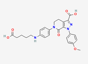Two-dimensional chemical structure of Apixaban bihydrolyzed impurity, CAS 2264018-89-3