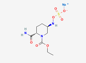 Two-dimensional chemical structure of sodium ((3R,6S)-6-carbamoyl-1-(ethoxycarbonyl)piperidin-3-yl)amino sulfate