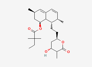 Two-dimensional chemical structure of [(1S,3R,7S,8S)-8-[2-[(2R,4R)-4-hydroxy-5-methyl-6-oxooxan-2-yl]ethyl]-3,7-dimethyl-1,2,3,7,8,8a-hexahydronaphthalen-1-yl] 2,2-dimethylbutanoate