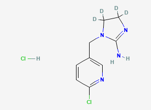 Two-dimensional chemical structure of 1-((6-chloropyridin-3-yl)methyl)imidazolidin-4,4,5,5-d4-2-imine, hydrochloride (1:1)