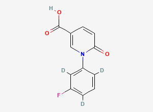 Two-dimensional chemical structure of 1-(3-Fluorophenyl-2,4,6-d3)-6-oxo-1,6-dihydropyridine-3-carboxylic acid