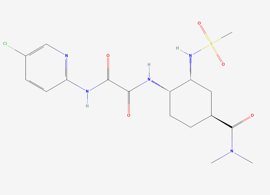 Two-dimensional chemical structure of N1-(5-Chloropyridin-2-YL)-N2-((1S,2R,4S)-4-(dimethylcarbamoyl)-2-(methylsulfonamido)cyclohexyl)oxalamide