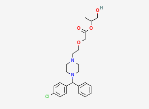 Two-dimensional chemical structure of 1-hydroxypropan-2-yl 2-[2-[4-[(4-chlorophenyl)-phenylmethyl]piperazin-1-yl]ethoxy]acetate