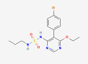 Two-dimensional chemical structure of 5-(4-bromophenyl)-6-ethoxy-N-(propylsulfamoyl)pyrimidin-4-amine