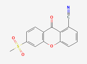 Two-dimensional chemical structure of 1-Cyano-6-(methylsulfonyl)-9H-xanthen-9-one, CAS 2518311-22-1