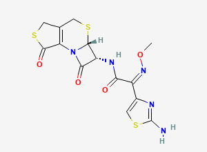Two-dimensional chemical structure of (2Z)-2-(2-amino-1,3-thiazol-4-yl)-N-[(4R,5R)-3,11-dioxo-6,10-dithia-2-azatricyclo[6.3.0.02,5]undec-1(8)-en-4-yl]-2-methoxyiminoacetamide