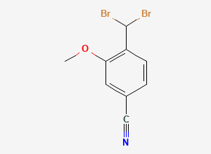 Two-dimensional chemical structure of 4-(Dibromomethyl)-3-methoxybenzonitrile, CAS 914106-35-7