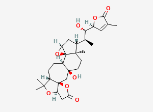 Two-dimensional chemical structure of (1S,3R,7R,10S,13R,14R,16S,18R,19R)-1-Hydroxy-18-[(1S,2S)-1-hydroxy-1-[(2S)-4-methyl-5-oxo-2H-furan-2-yl]propan-2-yl]-9,9,19-trimethyl-4,8,15-trioxahexacyclo[11.8.0.03,7.03,10.014,16.014,19]henicosan-5-one