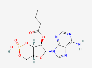 Two-dimensional chemical structure of Adenosine, cyclic 3',5'-(hydrogen phosphate) 2'-butanoate
