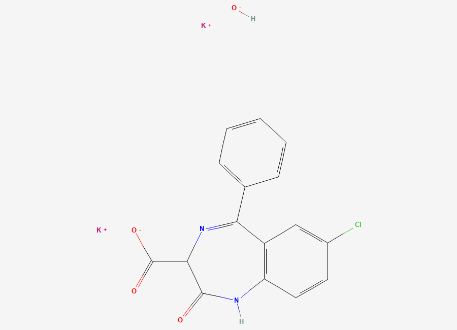 Two-dimensional chemical structure of Clorazepate Dipotassium, CAS 57109-90-7