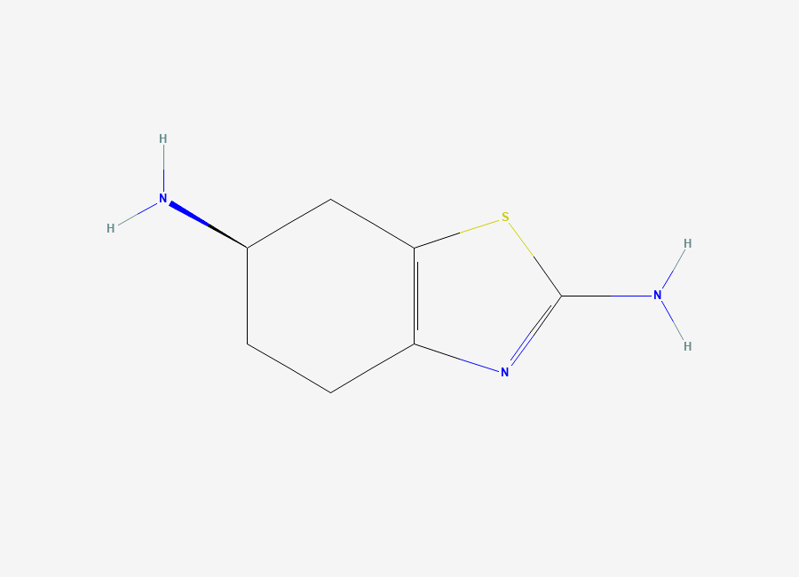 Two-dimensional chemical structure of (6R)-4,5,6,7-tetrahydro-1,3-benzothiazole-2,6-diamine