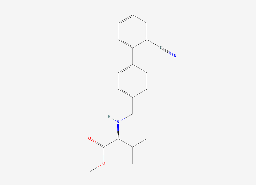 Two-dimensional chemical structure of N-((2'-Cyano(1,1'-biphenyl)-4-yl)methyl)-L-valine methyl ester
