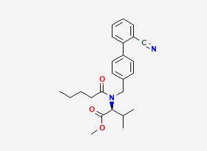 Two-dimensional chemical structure of Valsartan Cyano Analog Methyl Ester, CAS 137863-90-2