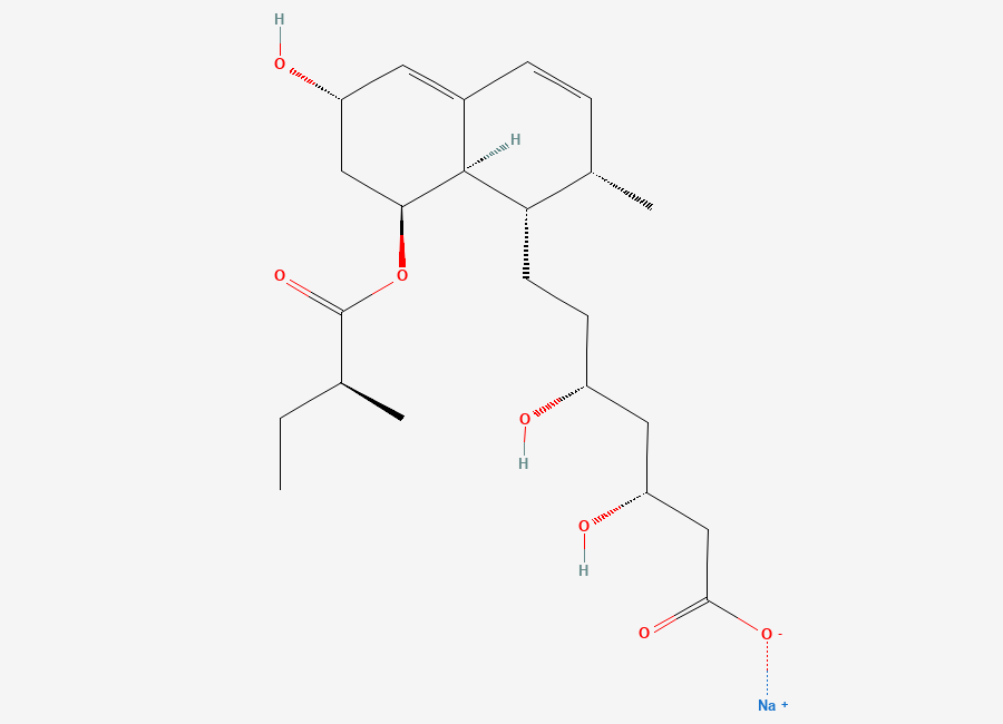 Two-dimensional chemical structure of Pravastatin Sodium, CAS 81131-70-6