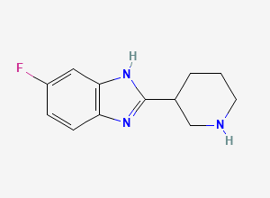 Two-dimensional chemical structure of 5-Fluoro-2-piperidin-3-yl-1H-benzoimidazole