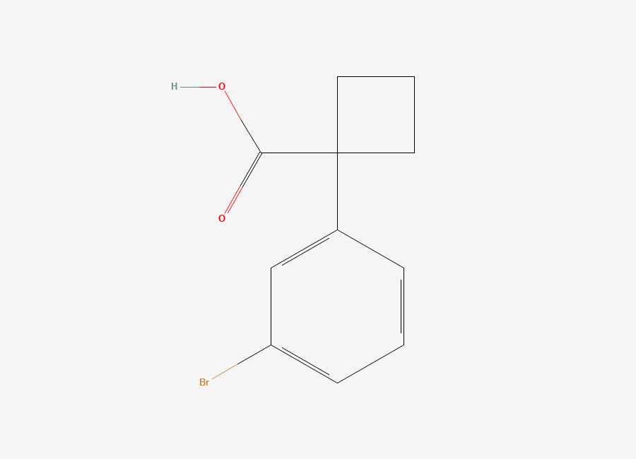 Two-dimensional chemical structure of 1-(3-Bromophenyl)cyclobutane-1-carboxylic acid
