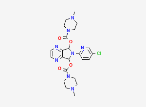 Two-dimensional chemical structure of 6-(5-Chloropyridin-2-yl)-6,7-dihydro-5H-pyrrolo[3,4-b]pyrazine-5,7-diyl bis(4-methylpiperazine-1-carboxylate)