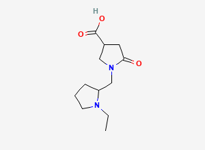 Two-dimensional chemical structure of 1-[(1-Ethylpyrrolidin-2-yl)methyl]-5-oxopyrrolidine-3-carboxylic acid