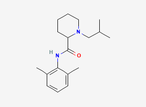 Two-dimensional chemical structure of N-(2,6-dimethylphenyl)-1-isobutylpiperidine-2-carboxamide