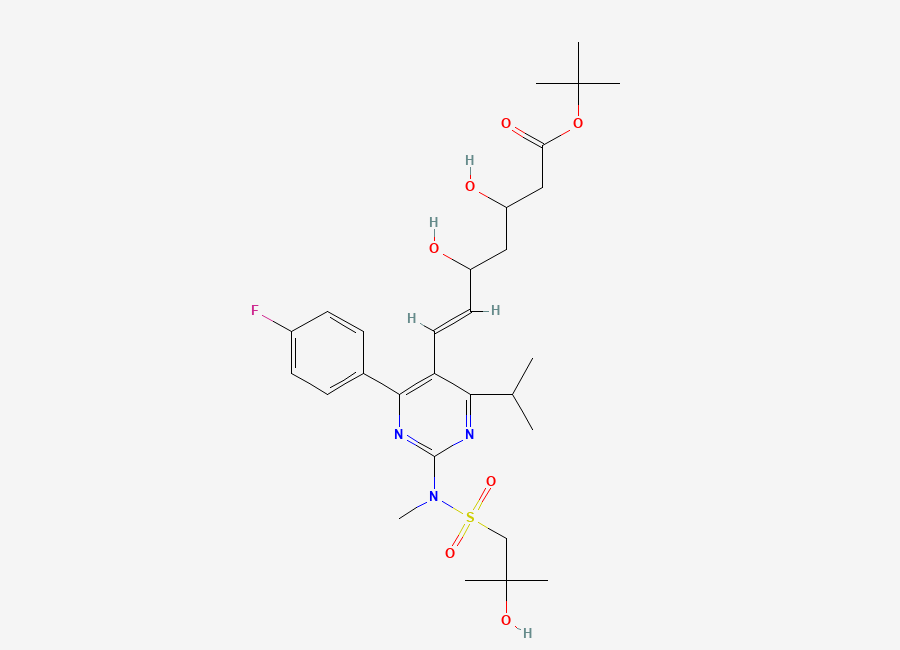Two-dimensional chemical structure of S-Desmethyl-S-(2-hydroxy-2-methylpropyl) Rosuvastatin tert-Butyl Ester