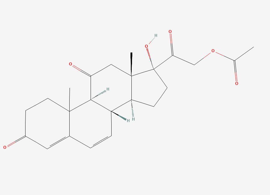 Two-dimensional chemical structure of Delta 6,7-cortisone acetate, CAS 2435-02-1