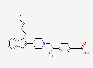 Two-dimensional chemical structure of 1’-Hydroxy Bilastine, CAS 1638785-23-5