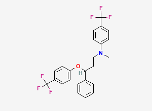 Two-dimensional chemical structure of N-Methyl-N-(3-phenyl-3-(4-(trifluoromethyl)phenoxy)propyl)-4-(trifluoromethyl)aniline, CAS 310452-35-8