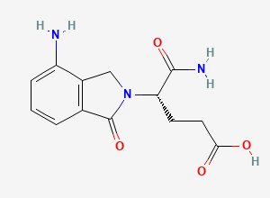 Two-dimensional chemical structure of (S)-5-amino-4-(4-amino-1-oxoisoindolin-2-yl)-5-oxopentanoic acid, CAS 874760-72-2