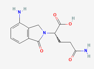 Two-dimensional chemical structure of (S)-5-amino-2-(4-amino-1-oxoisoindolin-2-yl)-5-oxopentanoic acid, CAS 874760-69-7