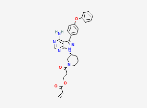 Two-dimensional chemical structure of (R)-3-(3-(4-Amino-3-(4-phenoxyphenyl)-1H-pyrazolo[3,4-d]pyrimidin-1-yl)piperidin-1-yl)-3-oxopropyl acrylate